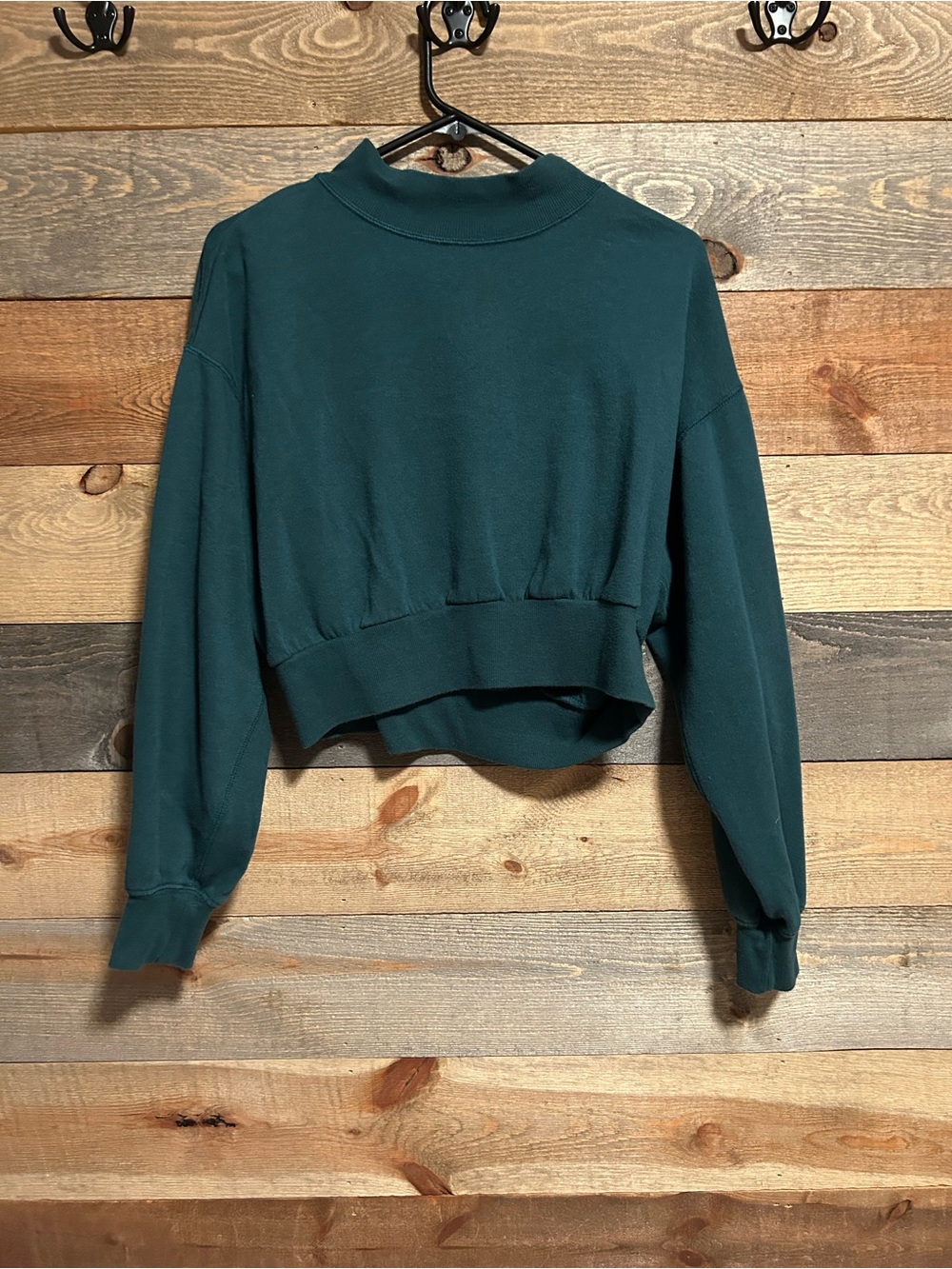 flirtitude Teal Cropped Mock Neck Sweatshirt